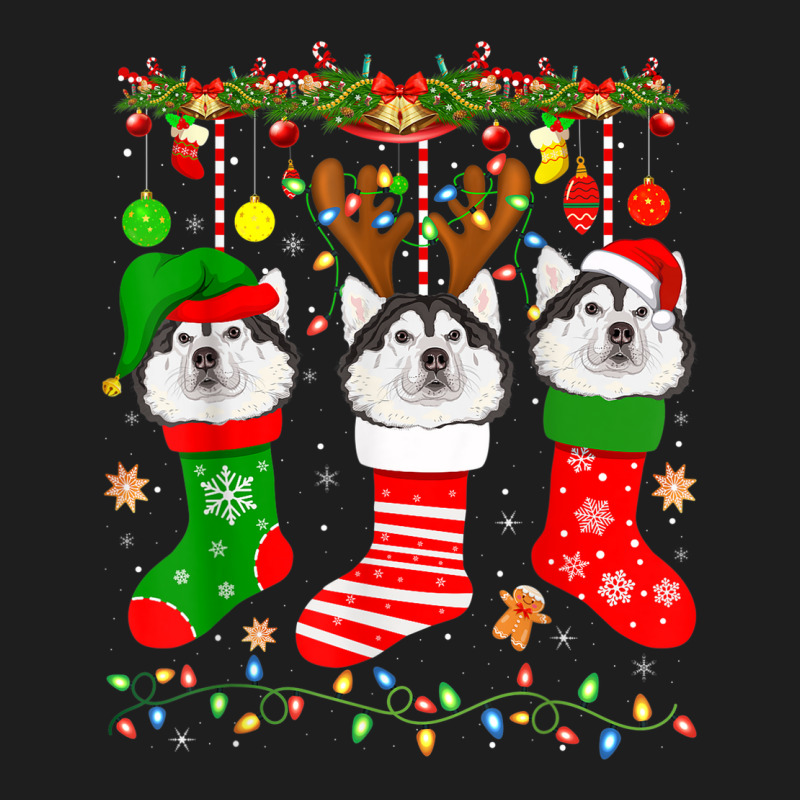 Alaskan Malamute Dog In Christmas Socks Lights Xmas Classic T-shirt | Artistshot