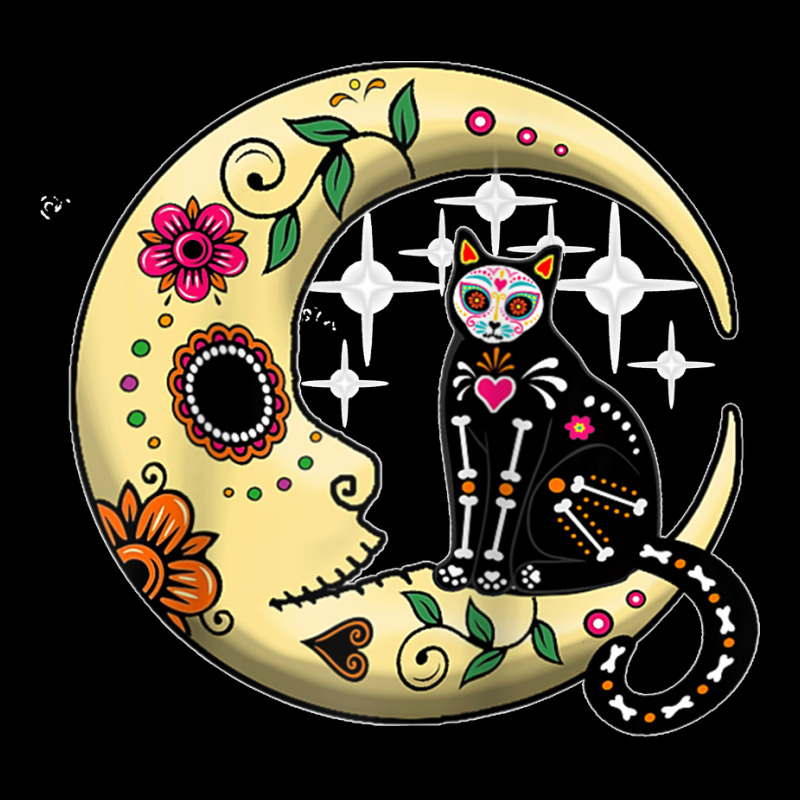 Funny Cat & Moon Sugar Skull Dia De Los Muertos Day Of Dead Raglan Bas V-neck Tee | Artistshot