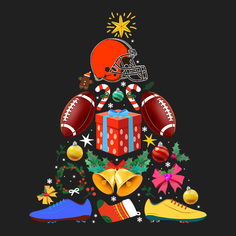 Football Football Tree Christmas Ornament Funny Xmas Boys Cleveland 14 Ladies Polo Shirt by pester | Artistshot