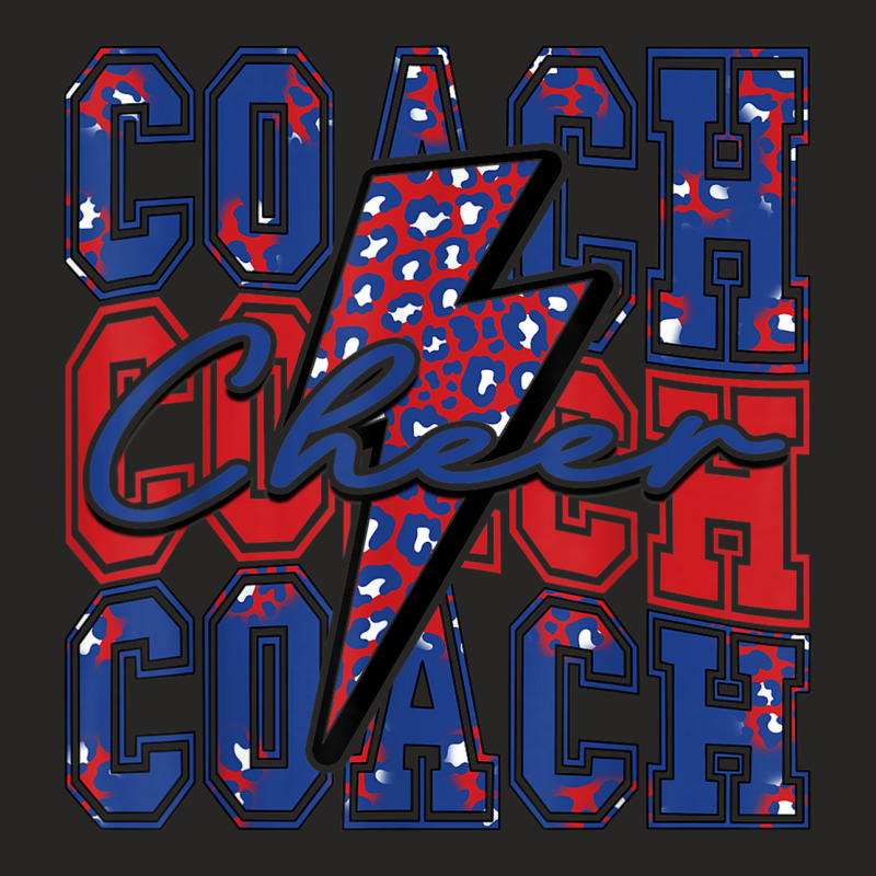 Cheer Coach Lightning Bolt Cheer Leopard Blue Red Ladies Fitted T-Shirt by Hoodies | Artistshot