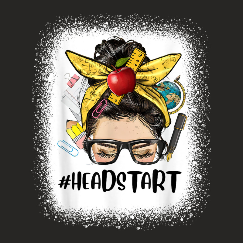 Head Start Teacher Messy Bun Hair Back To School Cute Bleach Ladies Fitted T-Shirt by Shirts | Artistshot