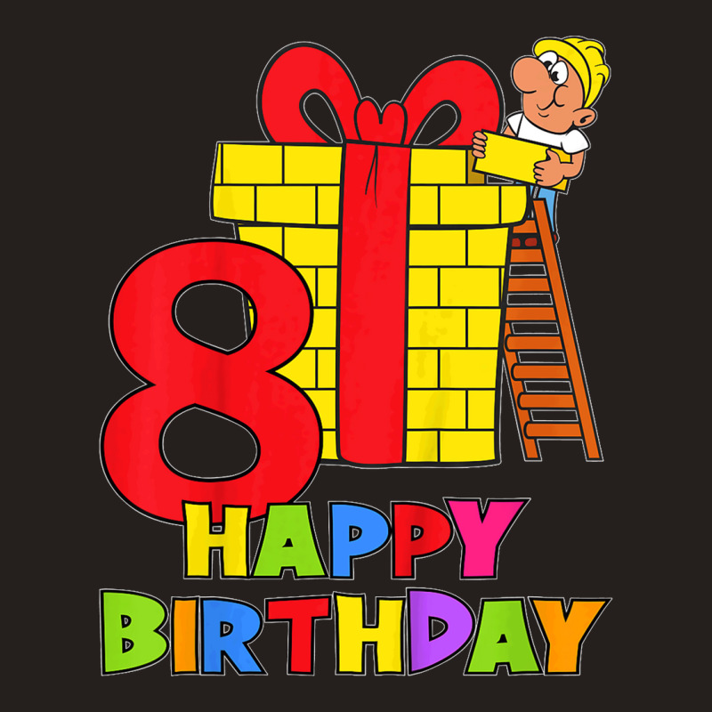 Kids 8 Years Old 8th Birthday Construction Worker Boy Children's Birth Tank Top | Artistshot