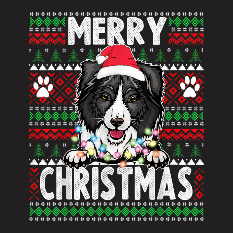 Border Collie Christmas Lights Dog Lovers Xmas Pajama T-shirt | Artistshot