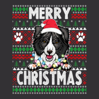 Border Collie Christmas Lights Dog Lovers Xmas Pajama Vintage Hoodie | Artistshot