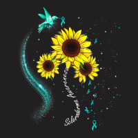 Hummingbird Teal Sunflower Scleroderma Awareness T-shirt | Artistshot