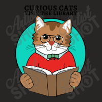 Curious Cats Visit The Library Ladies Fitted T-shirt | Artistshot