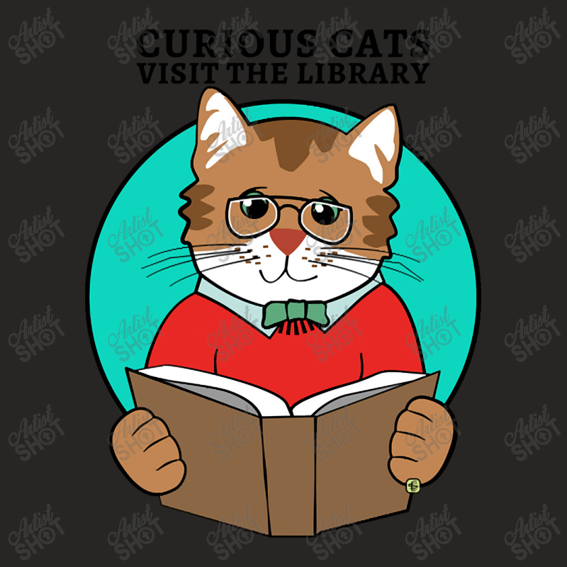 Curious Cats Visit The Library Ladies Fitted T-Shirt by webberkyla | Artistshot