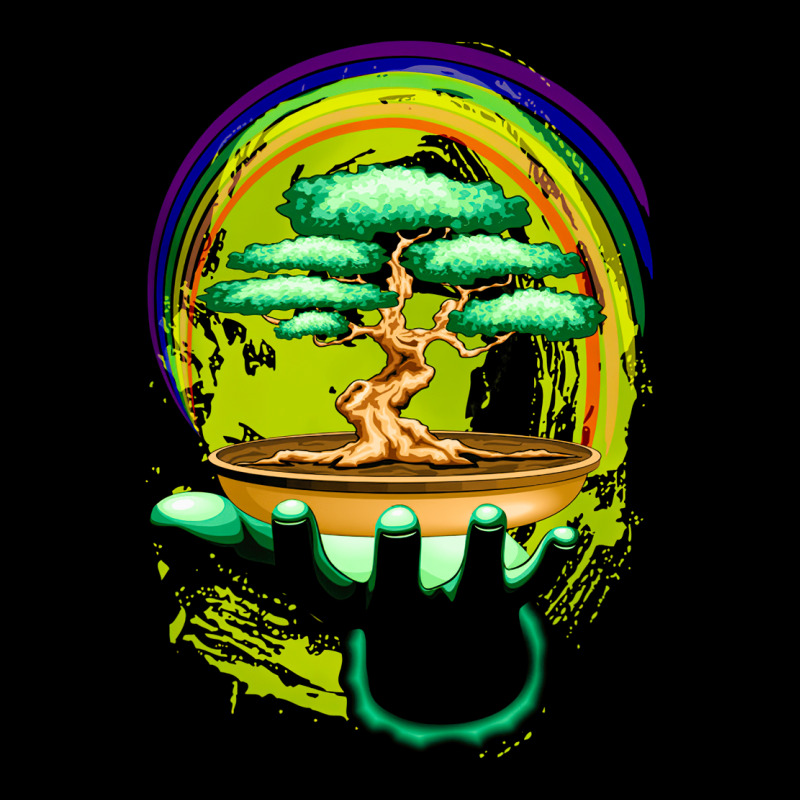 Bonsai Tree And Rainbow On Green Hand, Bonsai Tree, Rainbow On Green H Adjustable Cap | Artistshot