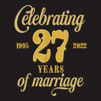 Celebrating 27 Years Of Marriage 27th Wedding Anniversary T Shirt Waist Apron | Artistshot