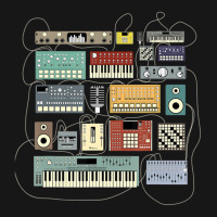 Electronic Musician Synthesizers And Drum Machine Dj 1.png Medium-length Apron | Artistshot