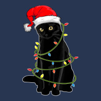 Black Cat Tangled Up In Christmas Lights Santa Hat Cat Kitty Ladies Denim Jacket | Artistshot