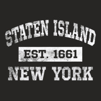 Staten Island New York T Est. 1661 Distressed Ladies Fitted T-shirt | Artistshot