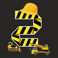 Kids 2nd Birthday Boy Construction Worker Building Site Excavator Prem Ladies Fitted T-shirt | Artistshot