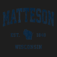 Matteson Wisconsin Wi Vintage Athletic Navy Sports Design Classic T-shirt | Artistshot