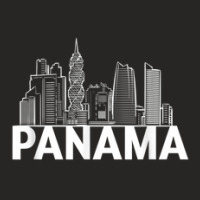 Panama City Skyline Silhouette Outline Sketch Ladies Fitted T-shirt | Artistshot