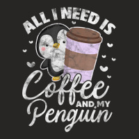 Penguin Coffee Sea Bird Lovers Distressed Ladies Fitted T-shirt | Artistshot