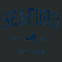 Seaford New York Ny Vintage Athletic Navy Sports Design Women's Triblend Scoop T-shirt | Artistshot