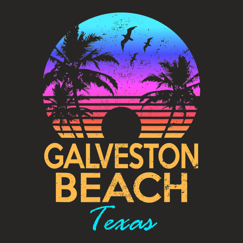 Galveston Beach Texas Summer Vacation Vintage Sunset Graphic Ladies Fitted T-Shirt by cm-arts | Artistshot