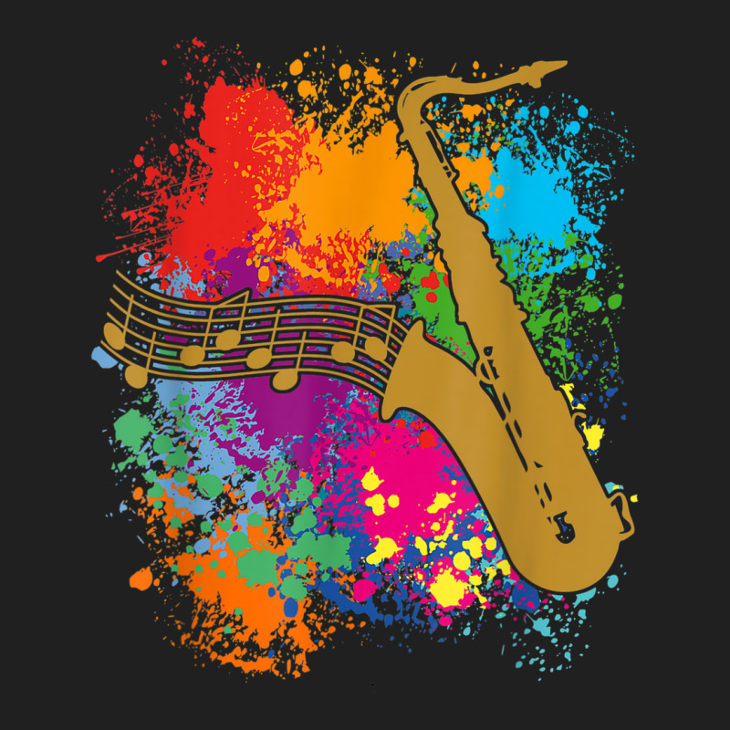 Saxophonesilhouette With Musical Notes On Paintsplashes Ladies Polo Shirt by Queenie | Artistshot