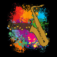 Saxophonesilhouette With Musical Notes On Paintsplashes Legging | Artistshot