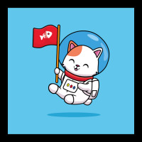 Funny Happy Flying Cute Cat With A White Space Suit Rising A Red Skele Adjustable Cap | Artistshot