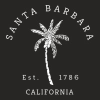 Retro Cool Santa Barbara California Palm Tree Novelty New Year Ladies Fitted T-shirt | Artistshot