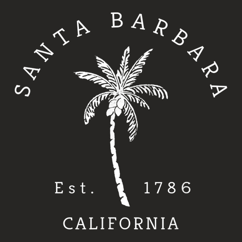 Retro Cool Santa Barbara California Palm Tree Novelty New Year Ladies Fitted T-Shirt by ElsieLynne | Artistshot