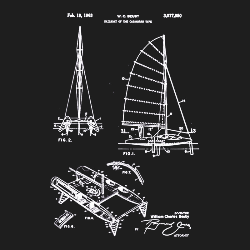 Catamaran Sailboat Patent, Catamaran, Sailboat Patent, Catamaran Sailb Classic T-shirt by SHOPPERTHIT | Artistshot