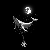 Zero Gravity Sea   Whale Holding Astronaut Space Moon Stars T Shirt Cropped Hoodie | Artistshot