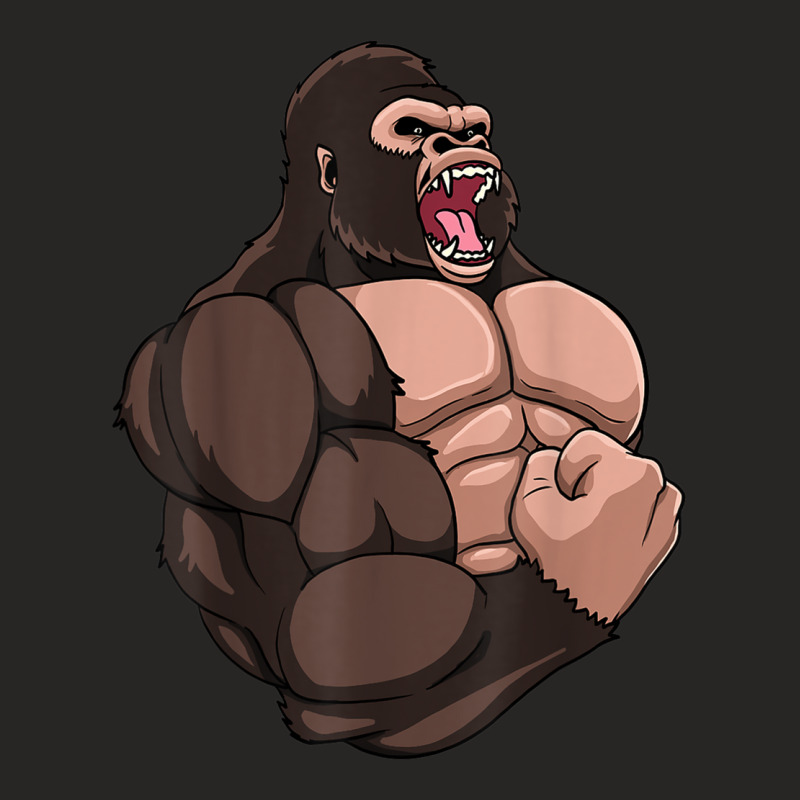 Gym Gorilla Muscular Trainer Bulking Building Ape Work Out T Shirt Ladies Fitted T-Shirt by cm-arts | Artistshot