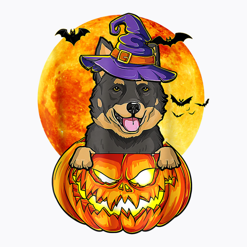 Australian Kelpie Witch Pumpkin Halloween Dog Lover Funny T Shirt T-Shirt by cm-arts | Artistshot