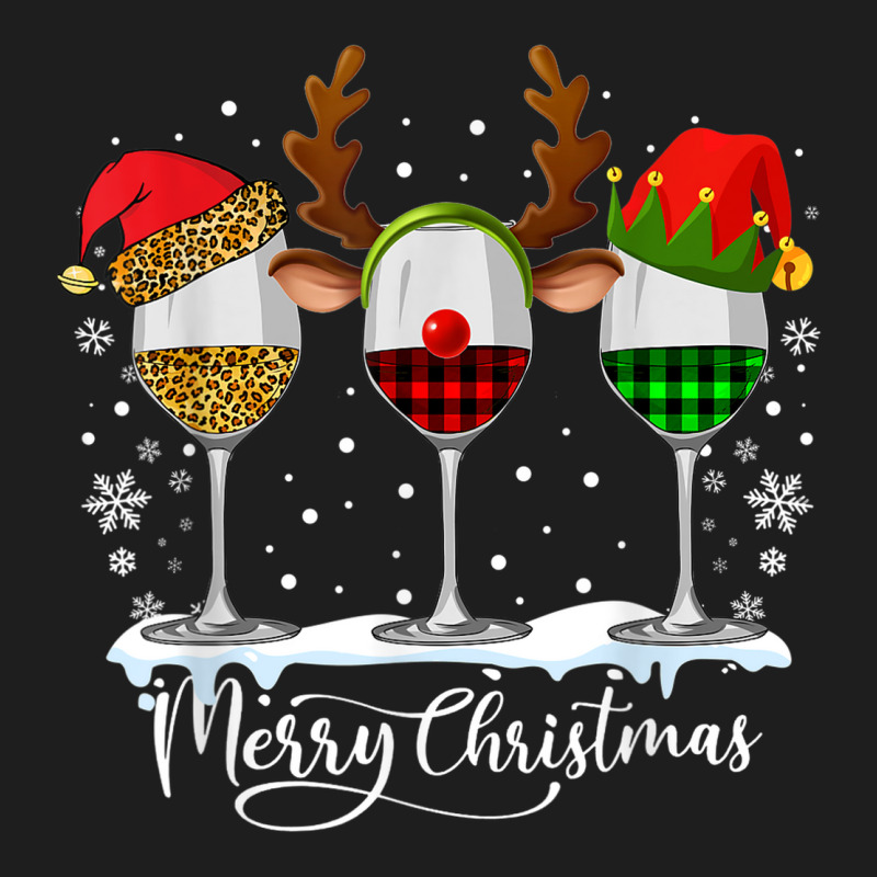 Three Glasses Of Wine Buffalo Plaid Red Leopard Funny Xmas Classic T-shirt | Artistshot