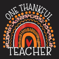 Teacher Thanksgiving Leopard Rainbow One Thankful Teacher T-shirt | Artistshot