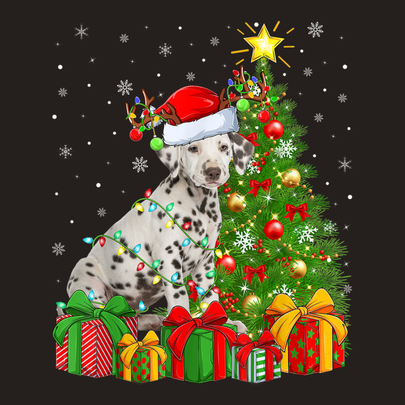 Xmas Holiday Lights Santa Dalmatian Dog Christmas Tree Tank Top | Artistshot