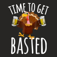 Time To Get Basted Funny Beer Thanksgiving Turkey Gift Ladies Fitted T-shirt | Artistshot