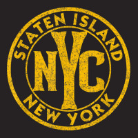 Staten Island New York Vintage Sign Distressed Amber Print T Shirt Vintage Cap | Artistshot