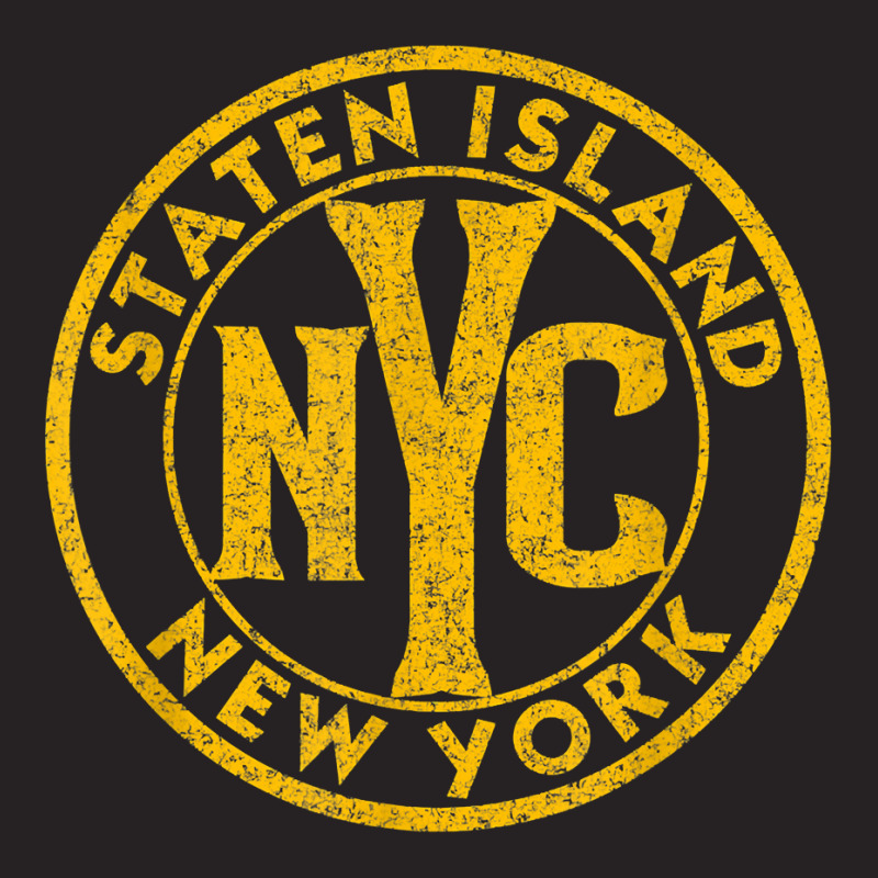 Staten Island New York Vintage Sign Distressed Amber Print T Shirt Vintage Cap by cm-arts | Artistshot