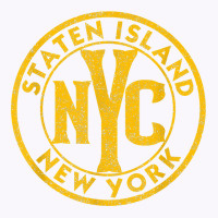 Staten Island New York Vintage Sign Distressed Amber Print T Shirt Tank Top | Artistshot