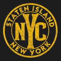 Staten Island New York Vintage Sign Distressed Amber Print T Shirt Classic T-shirt | Artistshot