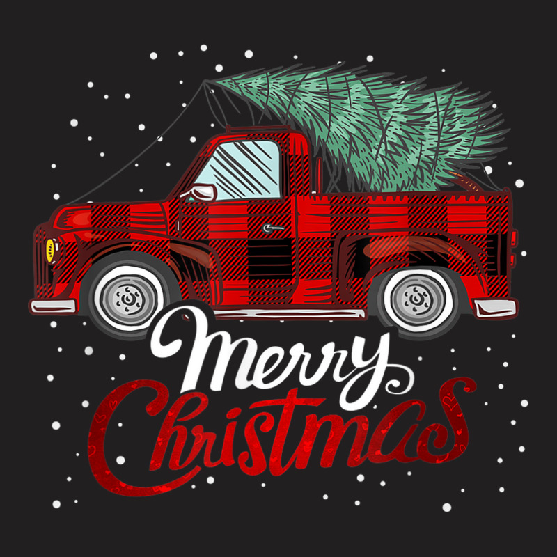 Merry Christmas Buffalo Truck Tree Red Plaid Xmas Holiday T-shirt | Artistshot