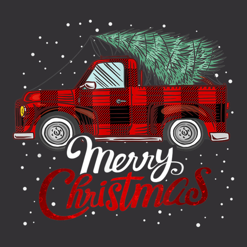 Merry Christmas Buffalo Truck Tree Red Plaid Xmas Holiday Vintage Hoodie And Short Set | Artistshot