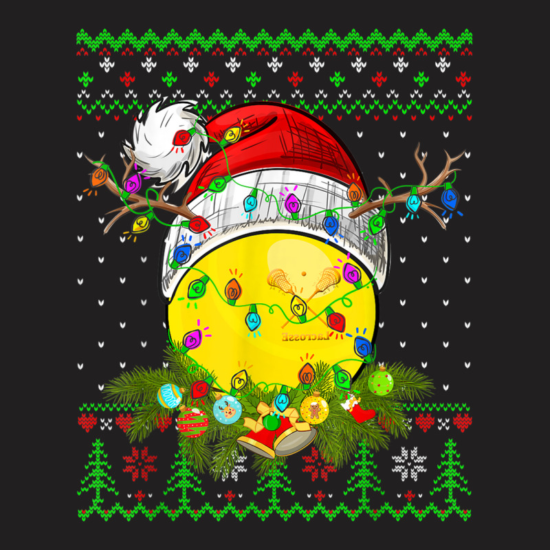 Funny Lacrosse Sport Ugly Christmas Pajama Lights Xmas T-shirt | Artistshot