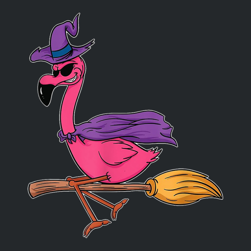 Halloween Flamingo Funny Witch Scary Party Broom Crewneck Sweatshirt | Artistshot