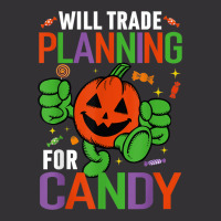 Funny Pumpkin Halloween Will Trade Planning For Candy Vintage Short | Artistshot