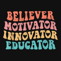 Groovy Believer Motivator Innovator Educator Retro Teachers Baby Bibs | Artistshot