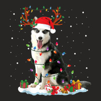 Siberian Husky Christmas Tree Lights Santa Xmas Pajama Ladies Fitted T-shirt | Artistshot