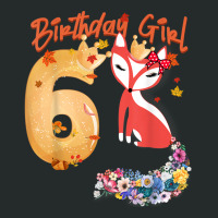 Fox Animal Lovers 6th Birthday Girl Fox B-day 6 Year Old Women's Triblend Scoop T-shirt | Artistshot