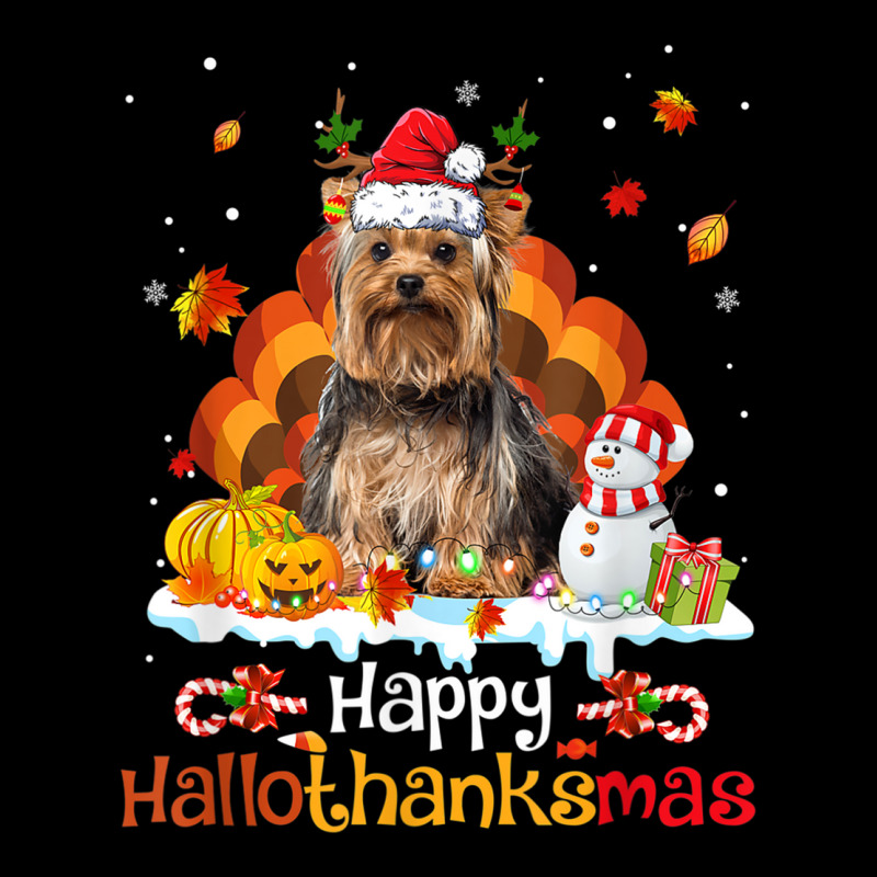 Yorkshire Terrier Happy Hallothanksmas Funny Dog Mom Lover T Shirt Adjustable Cap by cm-arts | Artistshot