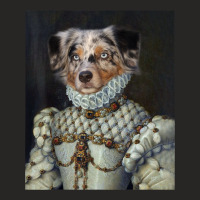 Australian Shepherd Dog Renaissance Pet Portrait Medieval Ladies Fitted T-shirt | Artistshot