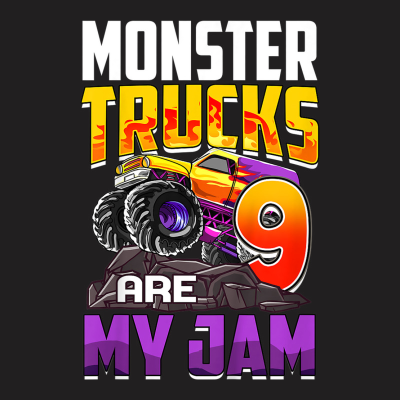 Kids Monster Trucks Are My Jam 9th Birthday Monster Truck Party T-shirt | Artistshot